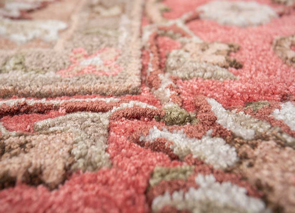 kasbah red and orange wool and viscose Hand Tufted Rug - CloseUp
