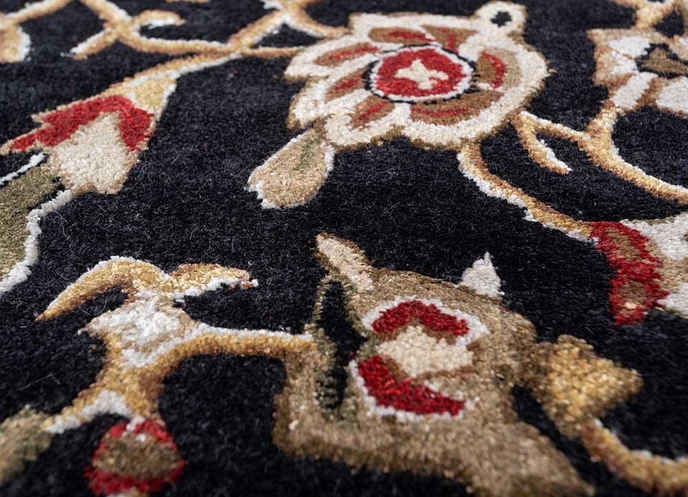 kasbah grey and black wool and viscose Hand Tufted Rug - CloseUp