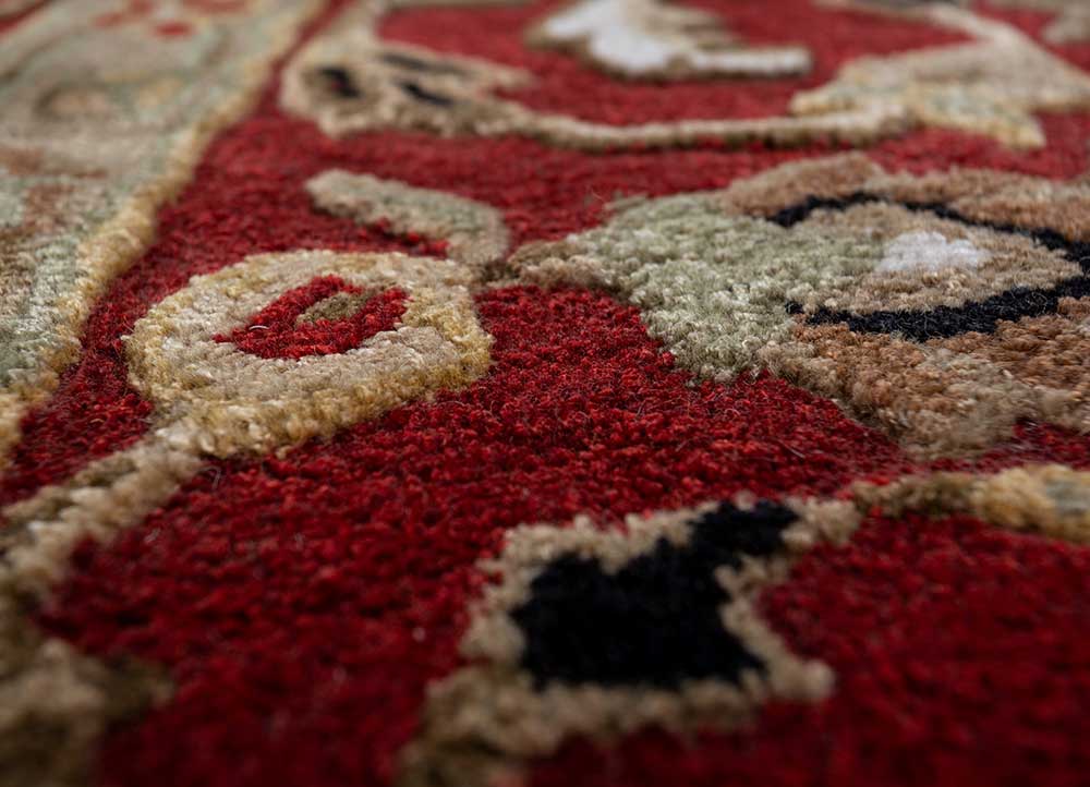 kasbah red and orange wool and viscose Hand Tufted Rug - CloseUp