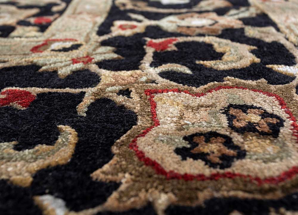 kasbah grey and black wool and viscose Hand Tufted Rug - CloseUp