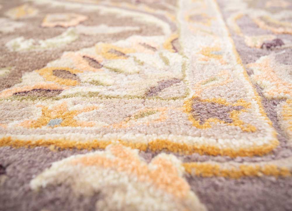 kasbah beige and brown wool and viscose Hand Tufted Rug - CloseUp