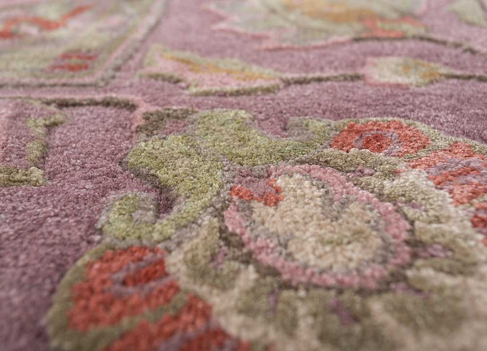 kasbah pink and purple wool and viscose Hand Tufted Rug - CloseUp