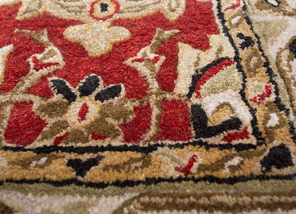 kasbah red and orange wool and viscose Hand Tufted Rug - CloseUp