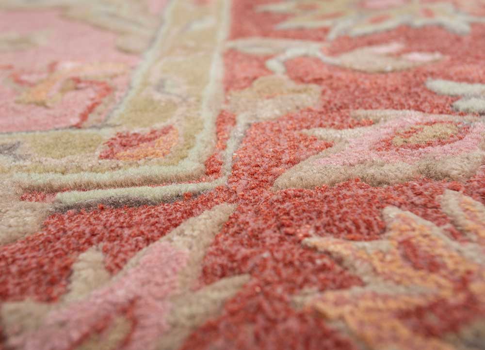 kasbah red and orange wool and viscose Hand Tufted Rug - CloseUp