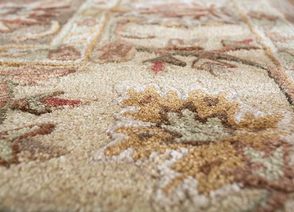 kasbah beige and brown wool and viscose Hand Tufted Rug - CloseUp