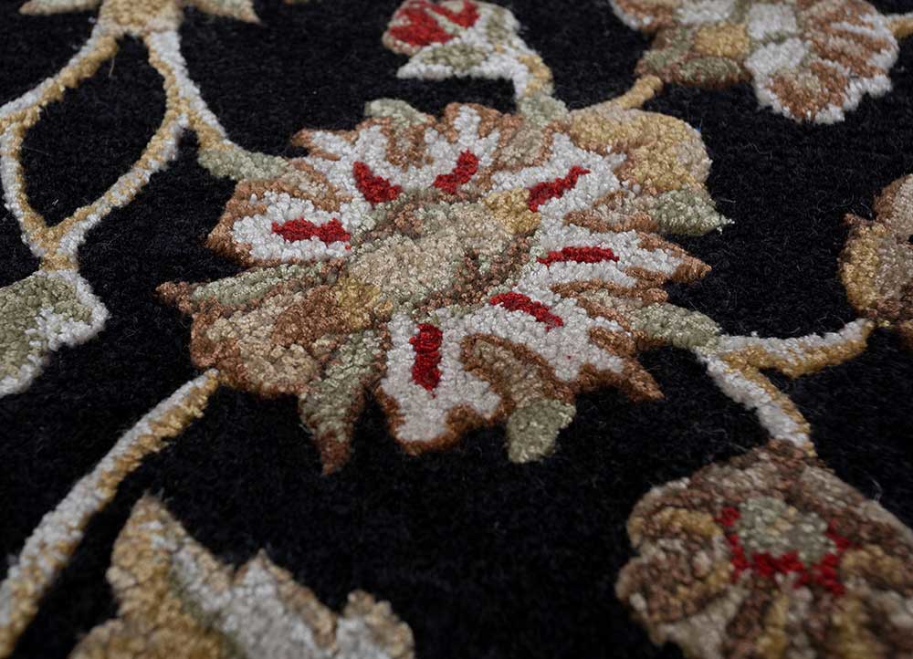 kasbah grey and black wool and viscose Hand Tufted Rug - CloseUp kasbah grey and black wool and viscose Hand Tufted Rug - CloseUp