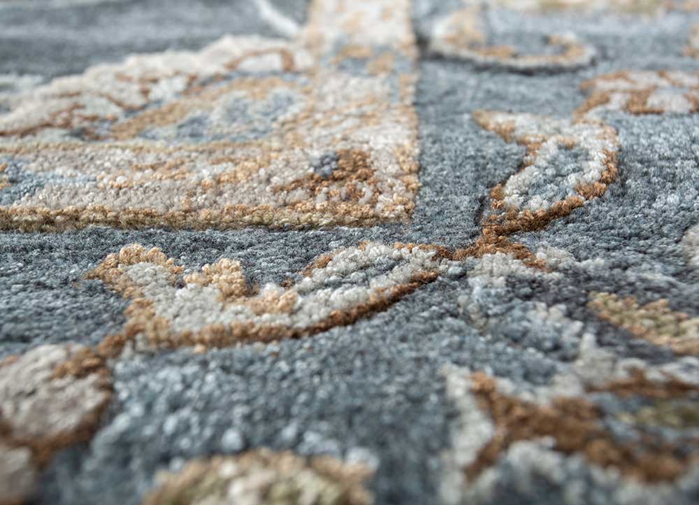 kasbah blue wool and viscose Hand Tufted Rug - CloseUp