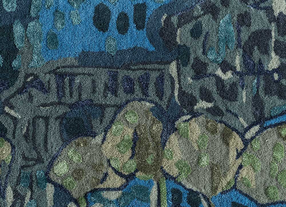 reminiscence blue wool and viscose Hand Tufted Rug - CloseUp