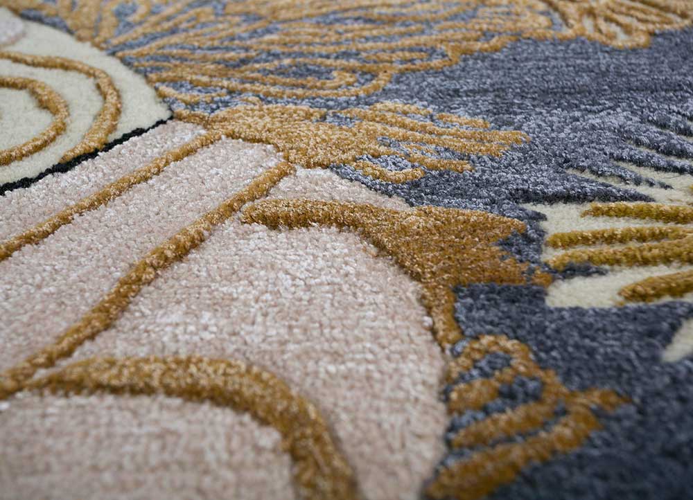 jaipur wunderkammer blue wool and viscose Hand Tufted Rug - CloseUp jaipur wunderkammer blue wool and viscose Hand Tufted Rug - CloseUp