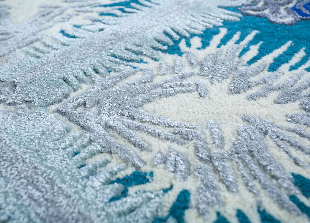 jaipur wunderkammer blue wool and viscose Hand Tufted Rug - CloseUp