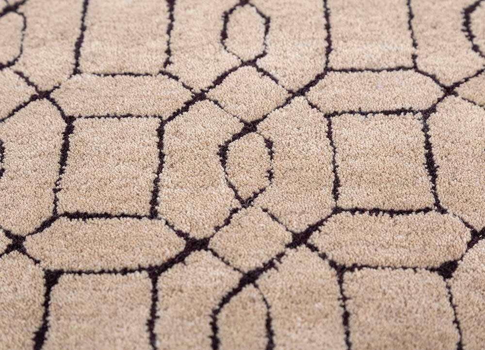 contour beige and brown wool Hand Tufted Rug - CloseUp