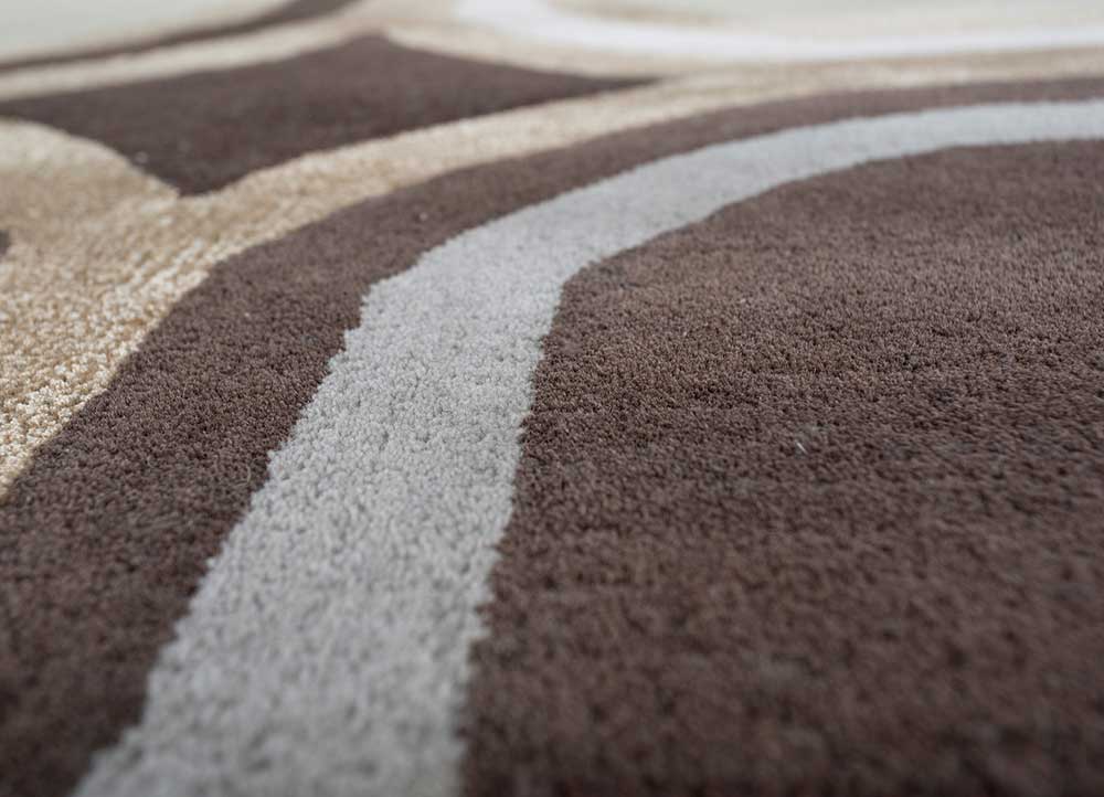 acar beige and brown wool and viscose Hand Tufted Rug - CloseUp