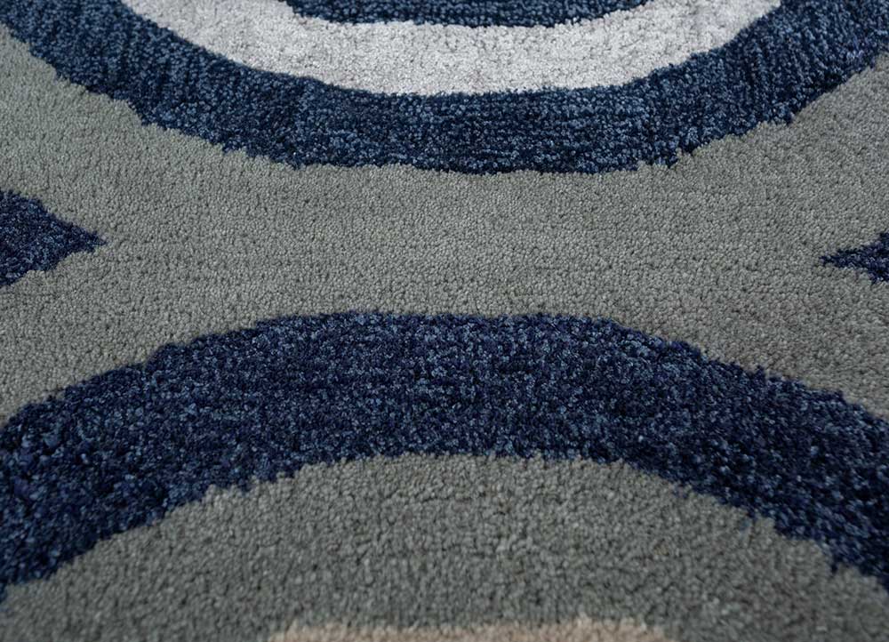 acar blue wool and viscose Hand Tufted Rug - CloseUp