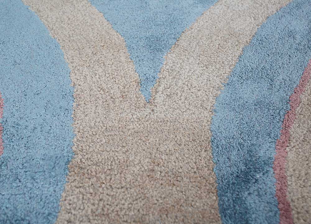 acar blue wool and viscose Hand Tufted Rug - CloseUp