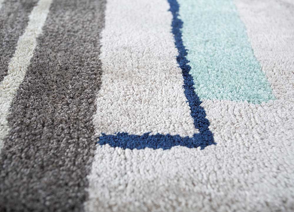 acar blue wool and viscose Hand Tufted Rug - CloseUp