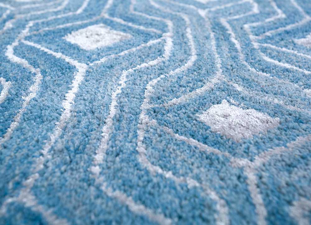 contour blue wool and viscose Hand Tufted Rug - CloseUp