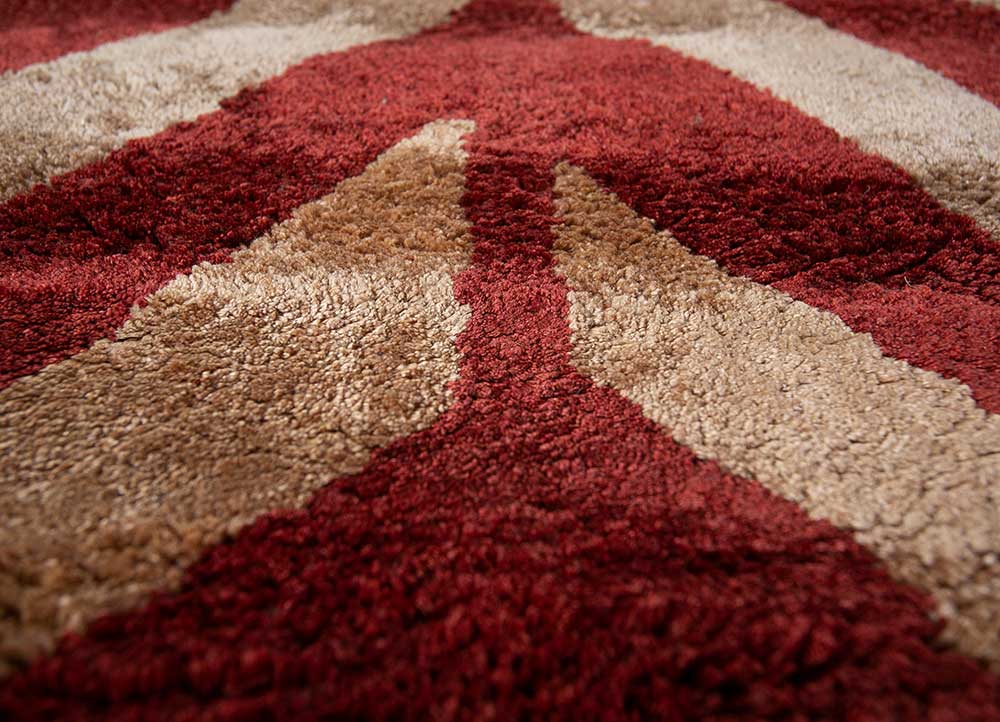 acar red and orange viscose Hand Tufted Rug - CloseUp
