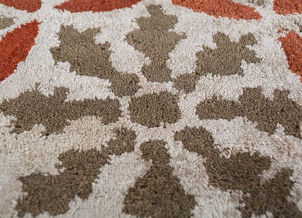 imara red and orange wool and viscose Hand Tufted Rug - CloseUp