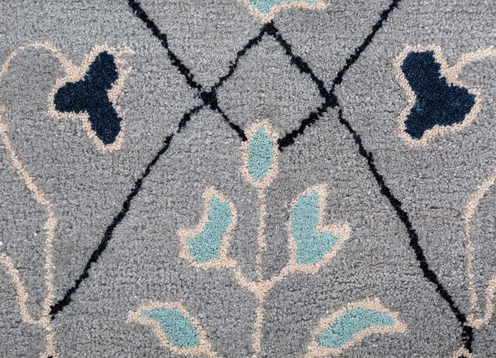 kasbah grey and black wool and viscose Hand Tufted Rug - CloseUp