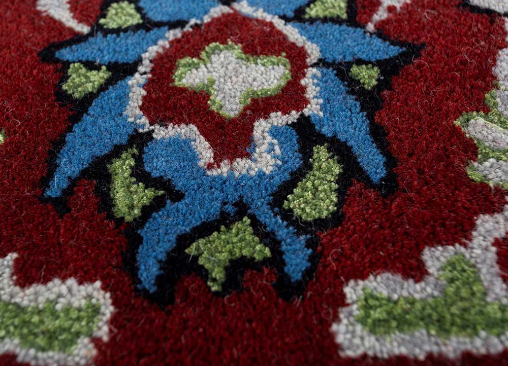 kasbah red and orange wool and viscose Hand Tufted Rug - CloseUp