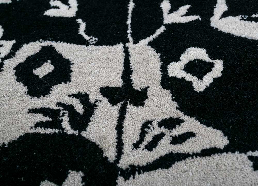 imara grey and black wool and viscose Hand Tufted Rug - CloseUp