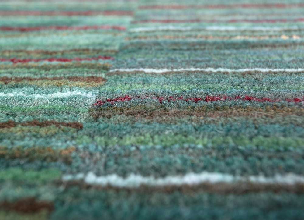 acar green wool and viscose Hand Tufted Rug - CloseUp