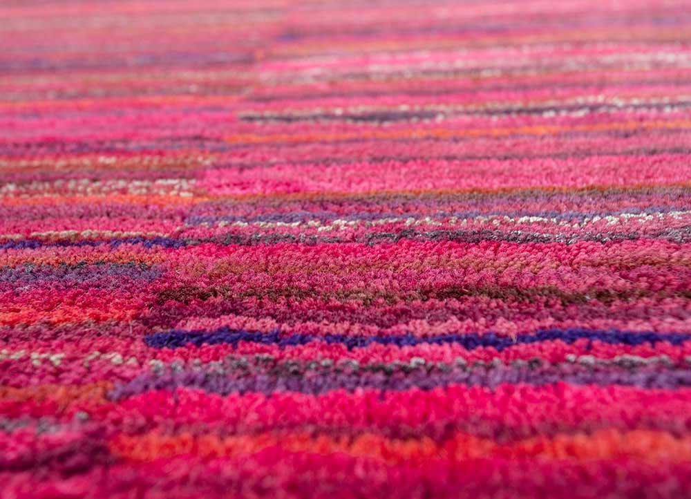 acar pink and purple wool and viscose Hand Tufted Rug - CloseUp