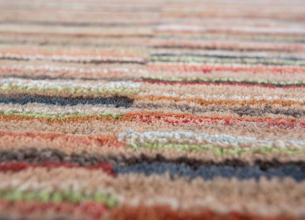 acar beige and brown wool and viscose Hand Tufted Rug - CloseUp