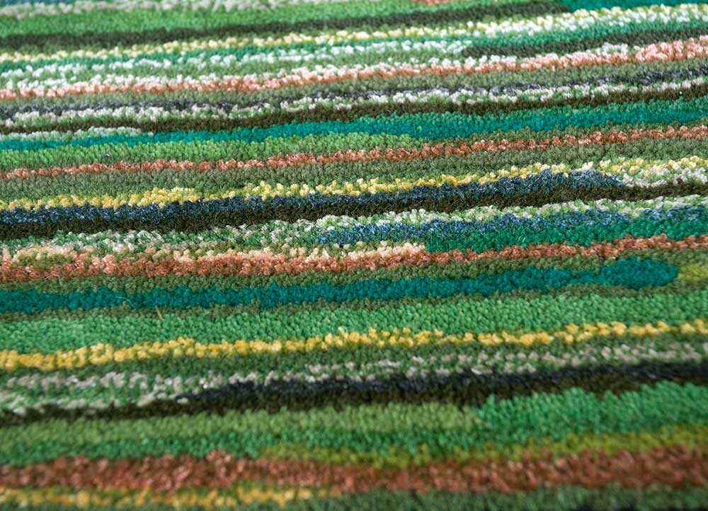 acar green wool and viscose Hand Tufted Rug - CloseUp