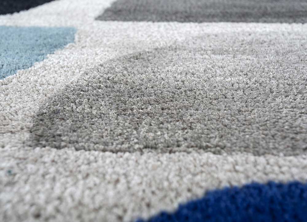 acar blue wool and viscose Hand Tufted Rug - CloseUp