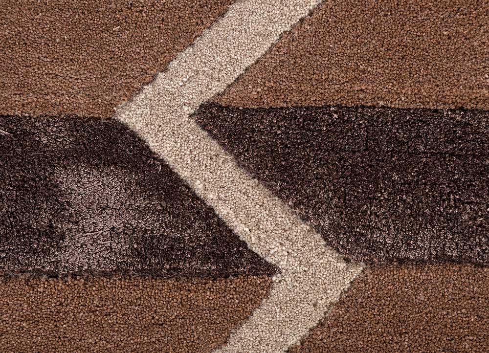 acar beige and brown wool and viscose Hand Tufted Rug - CloseUp