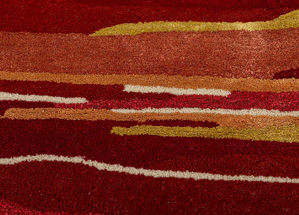 acar red and orange wool and viscose Hand Tufted Rug - CloseUp