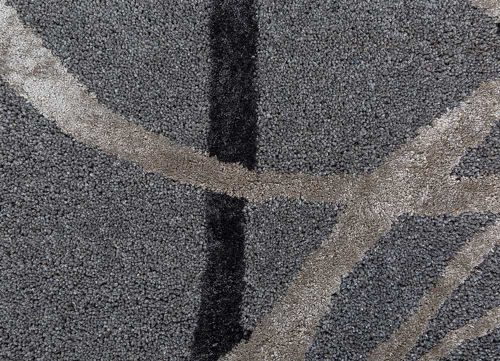acar grey and black wool and viscose Hand Tufted Rug - CloseUp