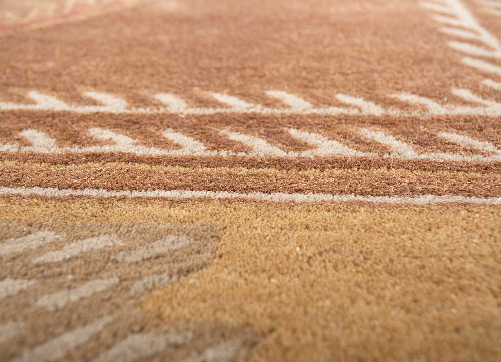 mythos beige and brown wool and viscose Hand Tufted Rug - CloseUp