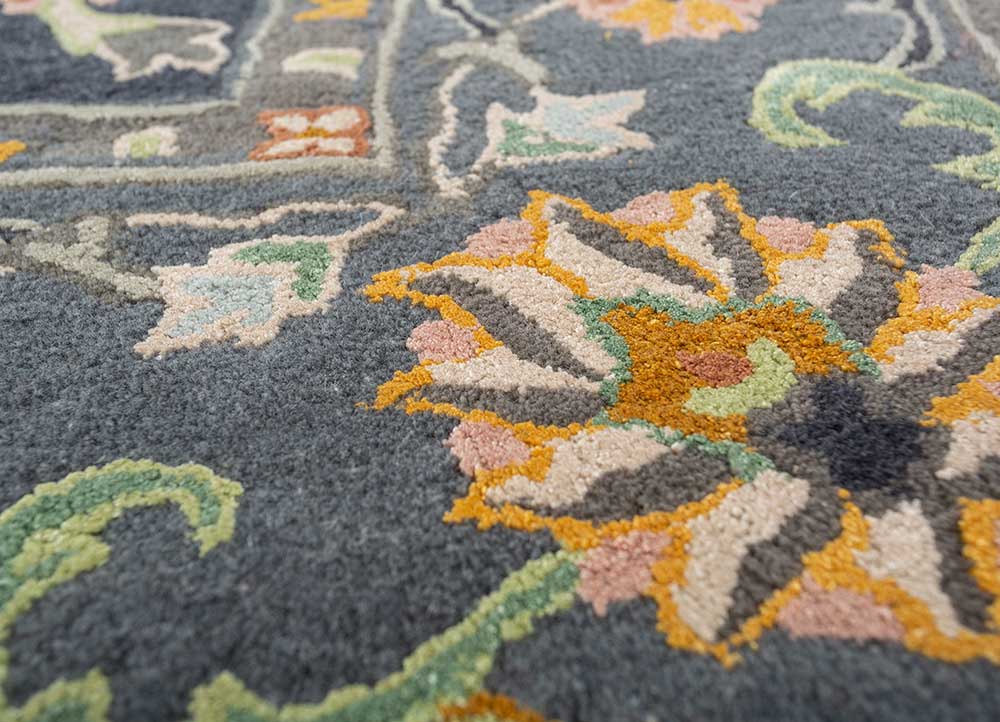 kasbah blue wool and bamboo silk Hand Tufted Rug - CloseUp