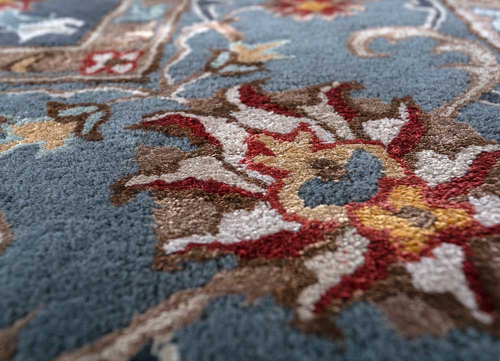 kasbah blue wool and bamboo silk Hand Tufted Rug - CloseUp