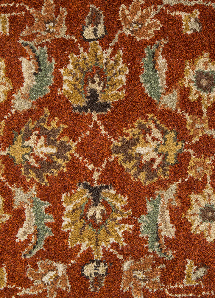 kasbah red and orange wool Hand Tufted Rug - CloseUp