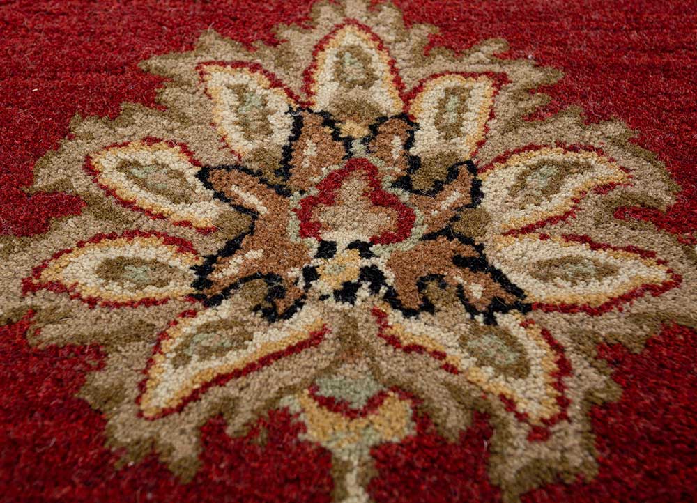 kasbah red and orange wool Hand Tufted Rug - CloseUp