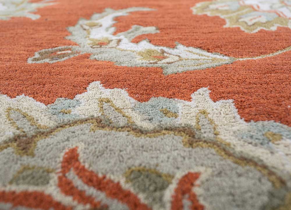 kasbah red and orange wool Hand Tufted Rug - CloseUp