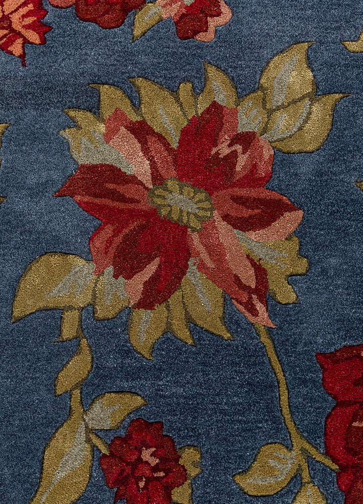 hacienda blue wool and viscose Hand Tufted Rug - CloseUp