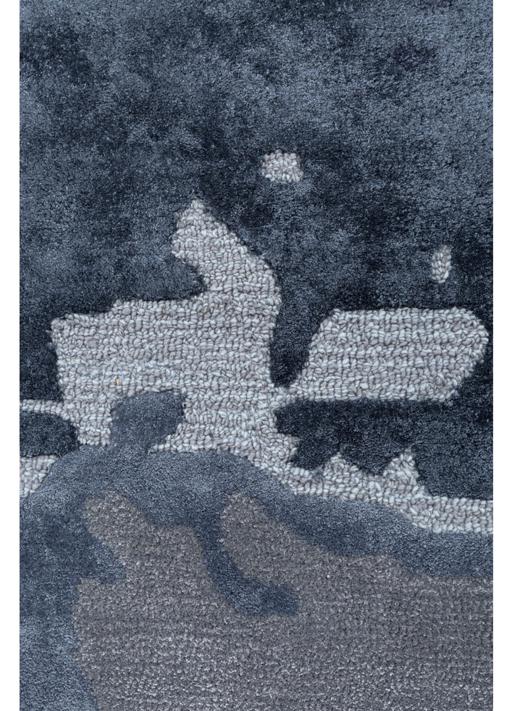 white noise blue wool and viscose Hand Tufted Rug - CloseUp white noise blue wool and viscose Hand Tufted Rug - CloseUp