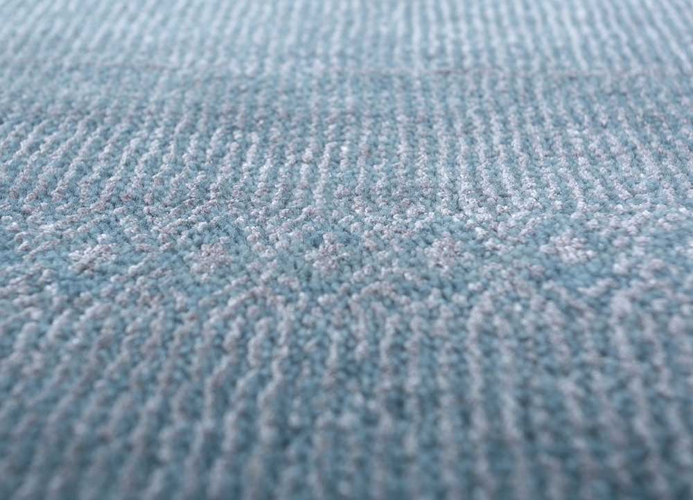 acar blue wool and bamboo silk Hand Loom Rug - CloseUp