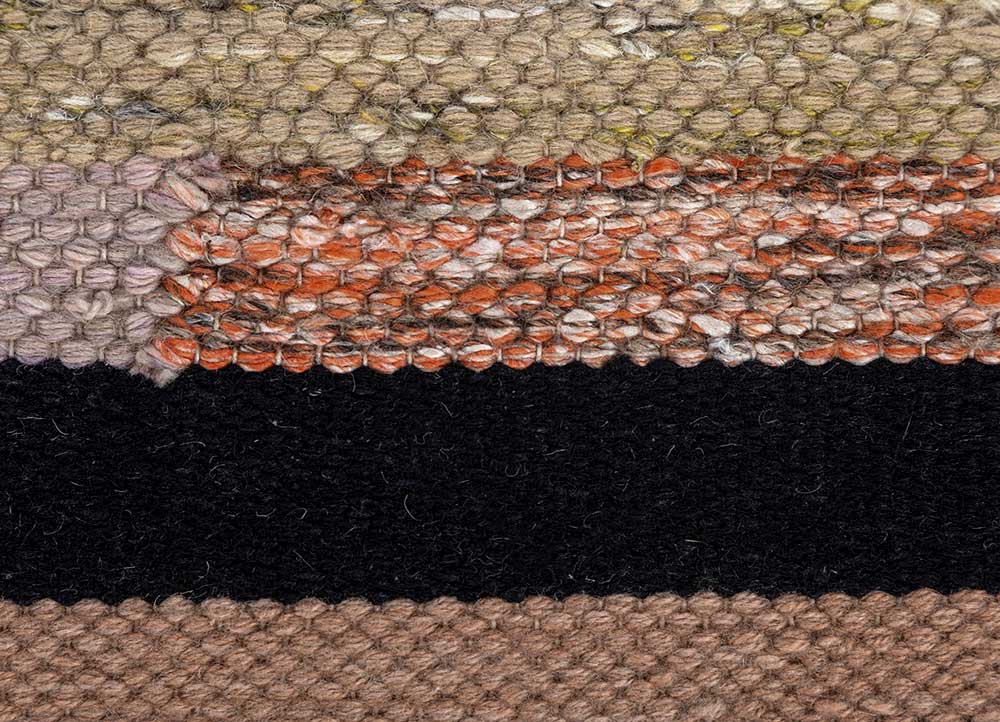 indusbar grey and black wool and viscose Flat Weaves Rug - CloseUp