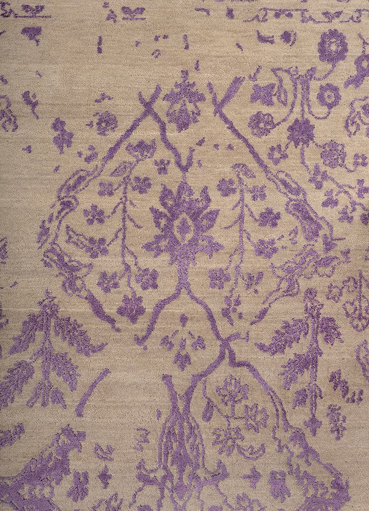 far east ivory wool and silk Hand Knotted Rug - CloseUp far east ivory wool and silk Hand Knotted Rug - CloseUp