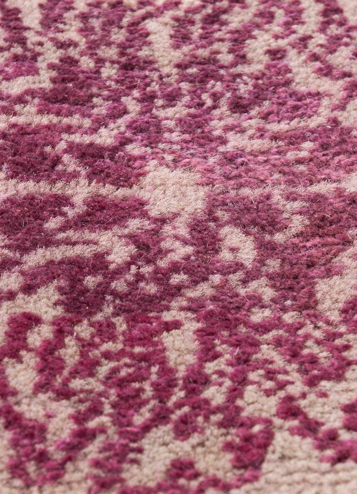 far east pink and purple wool and silk Hand Knotted Rug - CloseUp