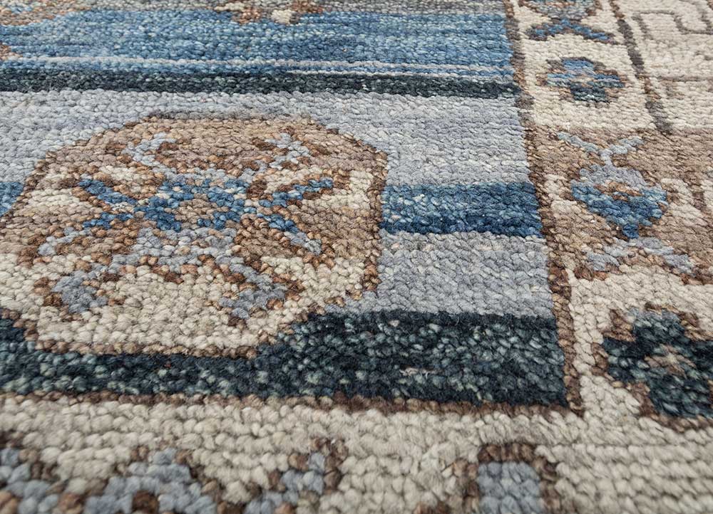 savana blue wool Hand Knotted Rug - CloseUp