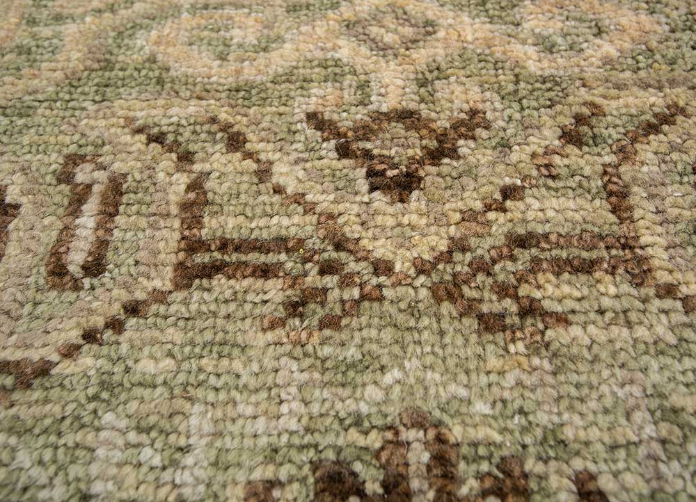 viscaya green wool Hand Knotted Rug - CloseUp