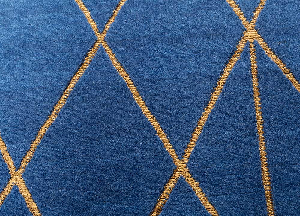 jaipur wunderkammer blue wool and bamboo silk Hand Knotted Rug - CloseUp