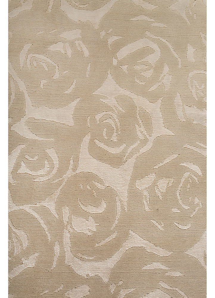 pansy ivory wool and bamboo silk Hand Knotted Rug - CloseUp pansy ivory wool and bamboo silk Hand Knotted Rug - CloseUp