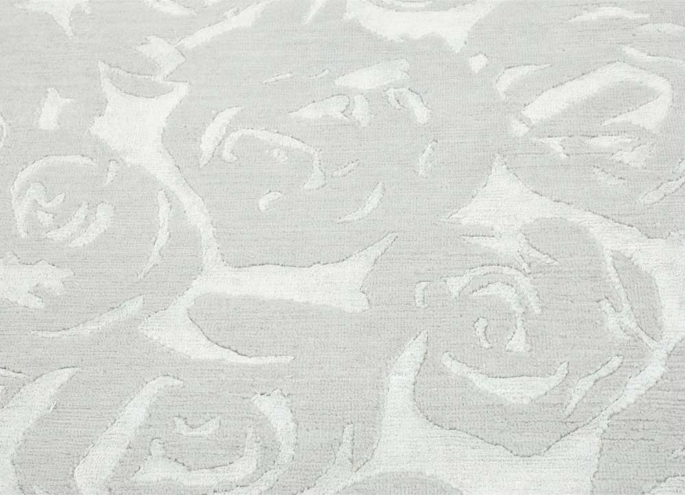 pansy grey and black wool and bamboo silk Hand Knotted Rug - CloseUp